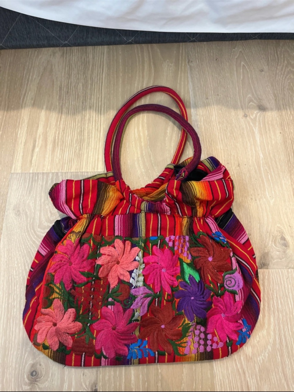 Colorful Embroidered Floral Boho Handbag I Artisan Style Shoulder Bag